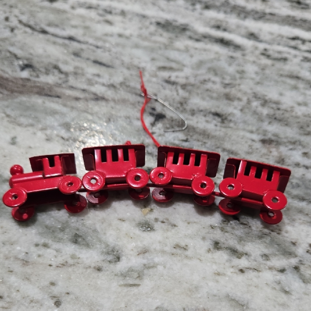 Vintage Red Train Ornament Metal